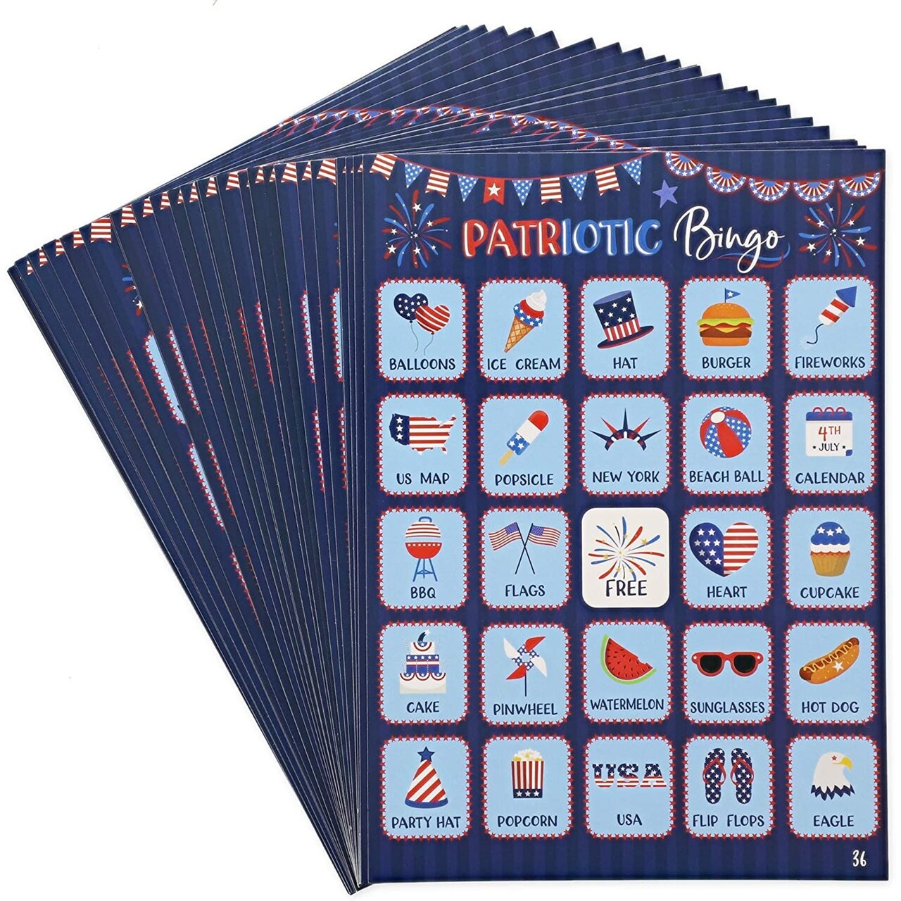 Patriotic Bingo Game Set for Election Day, 4th of July (36 Pieces)